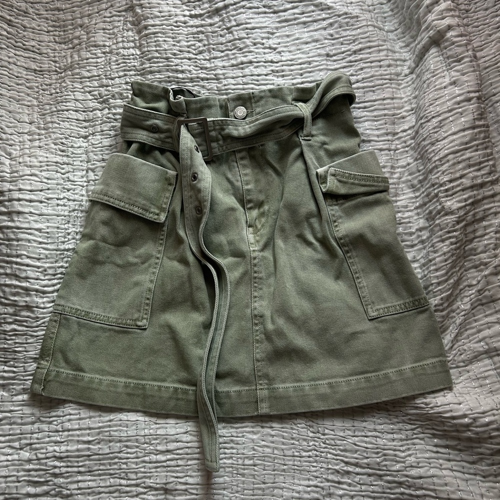 Olive Green Utility Skirt with Pockets
